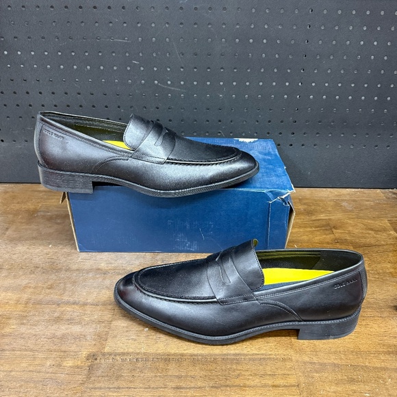 New W/ Box! Men's Cole Haan Black Leather Hawthorne Pen Business Loafers Size 13 - Picture 1 of 5